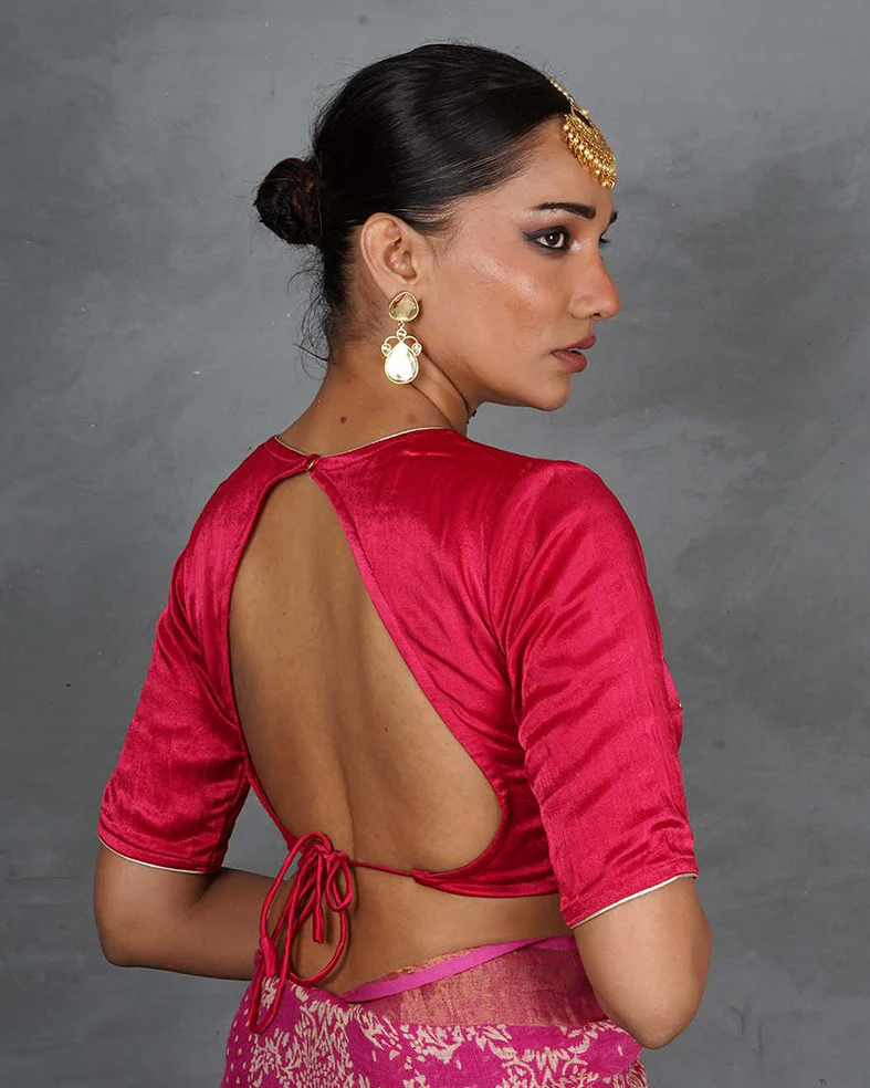 Aahana Magneta Pink Mashru Silk Blouse - TARA - Image 4