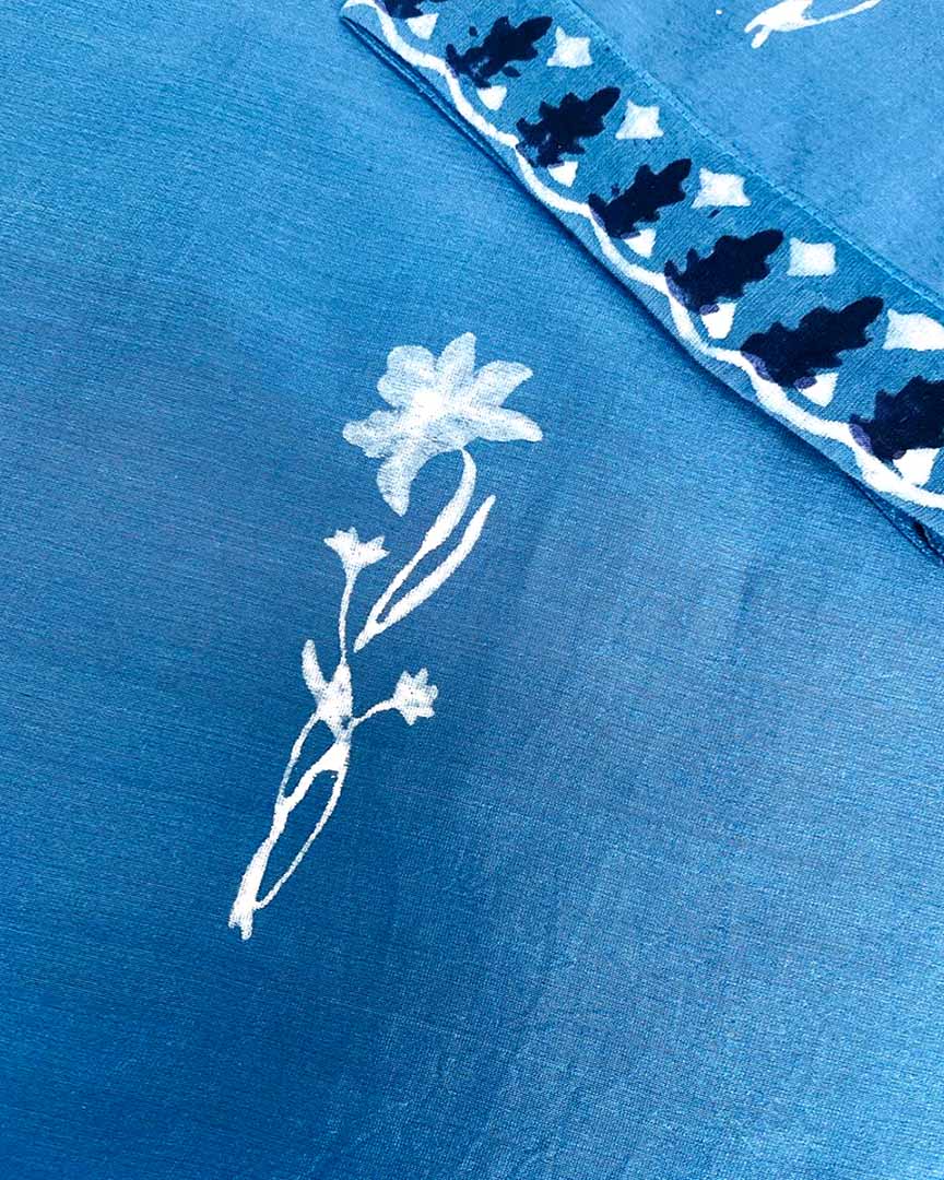 Aasmani Khwab Blue Handblock Printed Chanderi Silk Kurti - CHD - Image 4