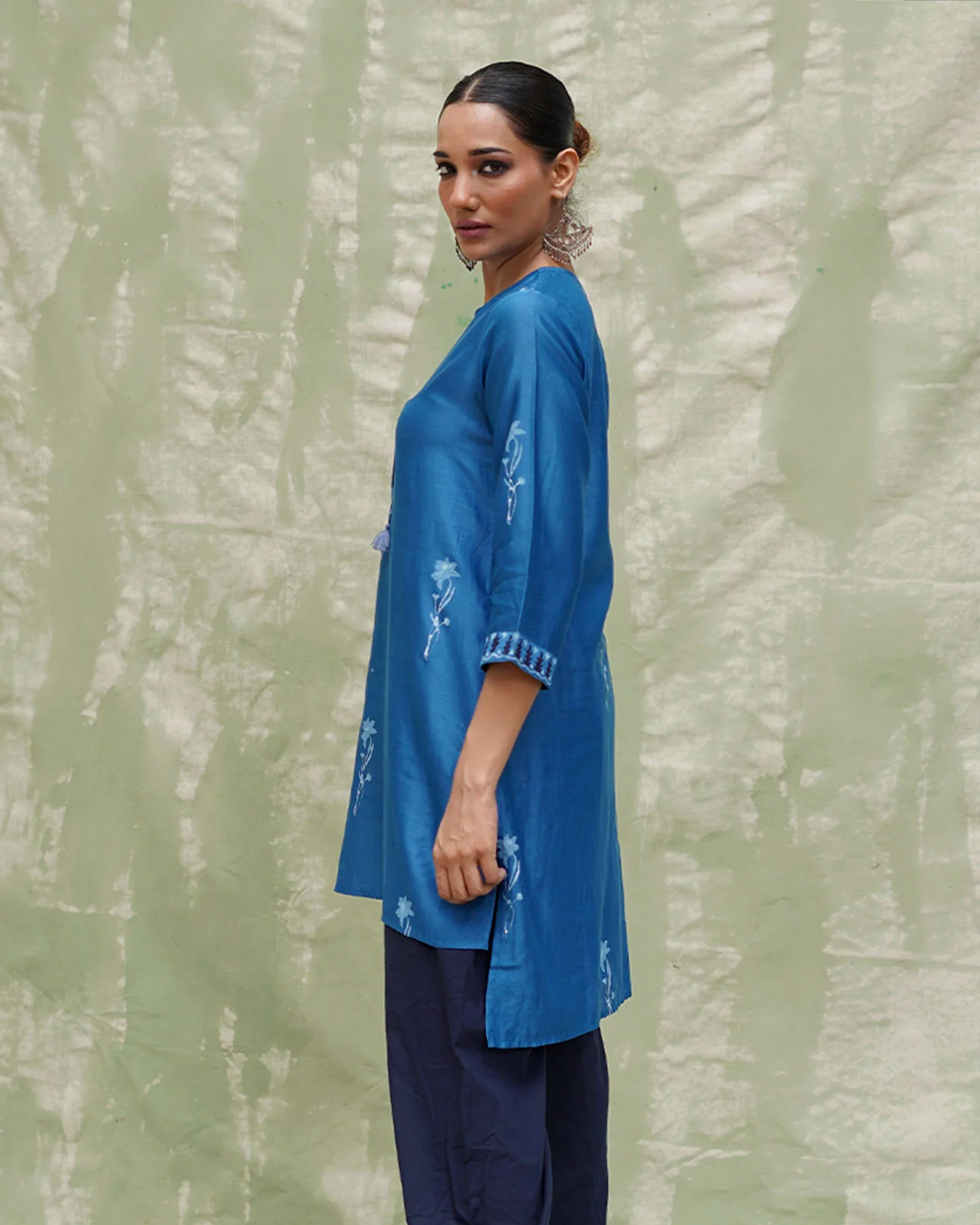 Aasmani Khwab Blue Handblock Printed Chanderi Silk Kurti - CHD - Image 8
