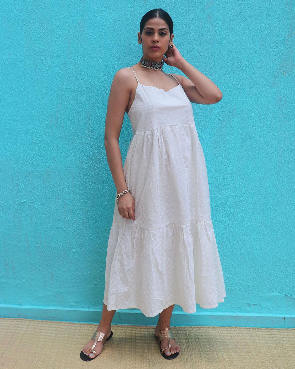 Abha Cotton Dress - Safed - Image 6