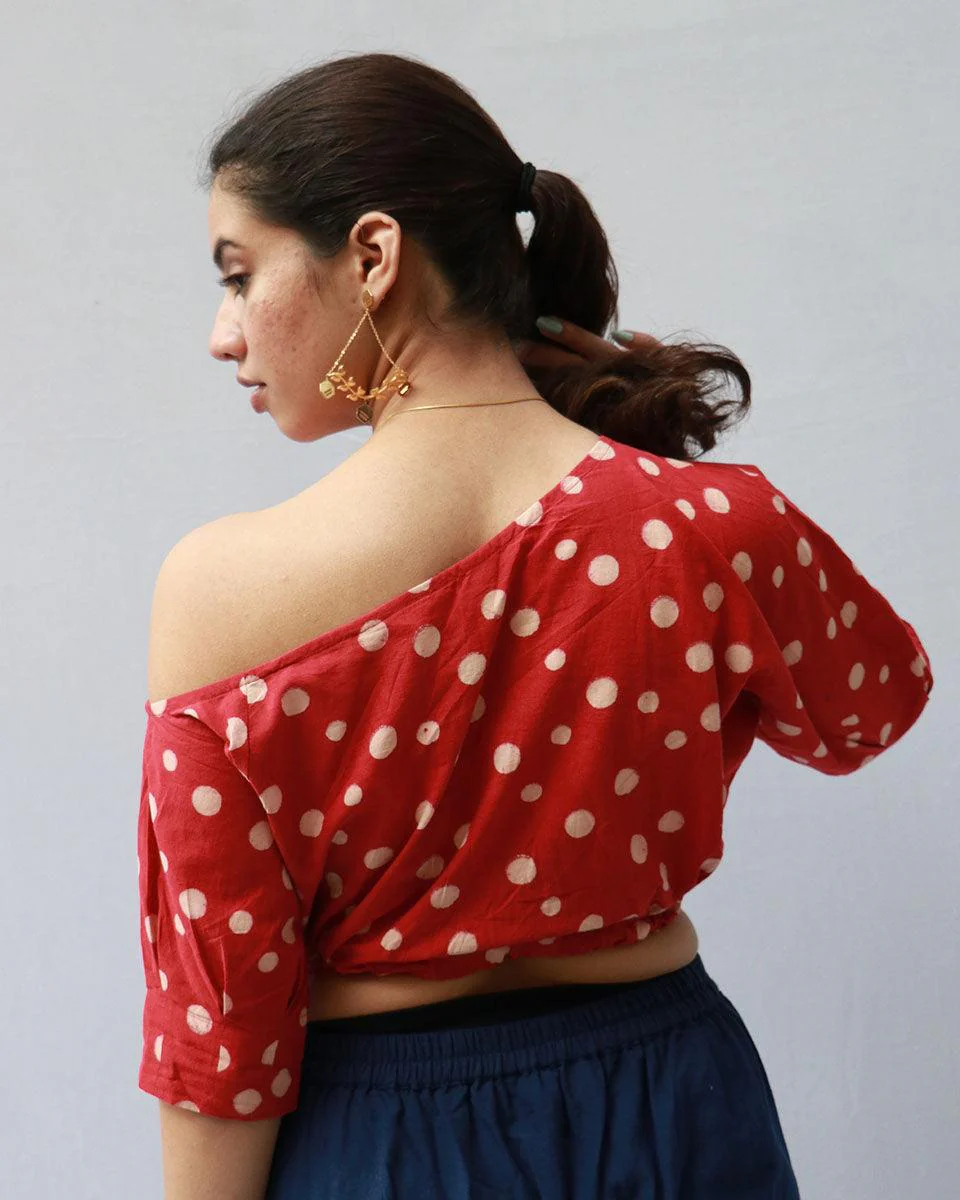 Alice Hand Block-Printed Cotton Blouse - Polka - Image 5