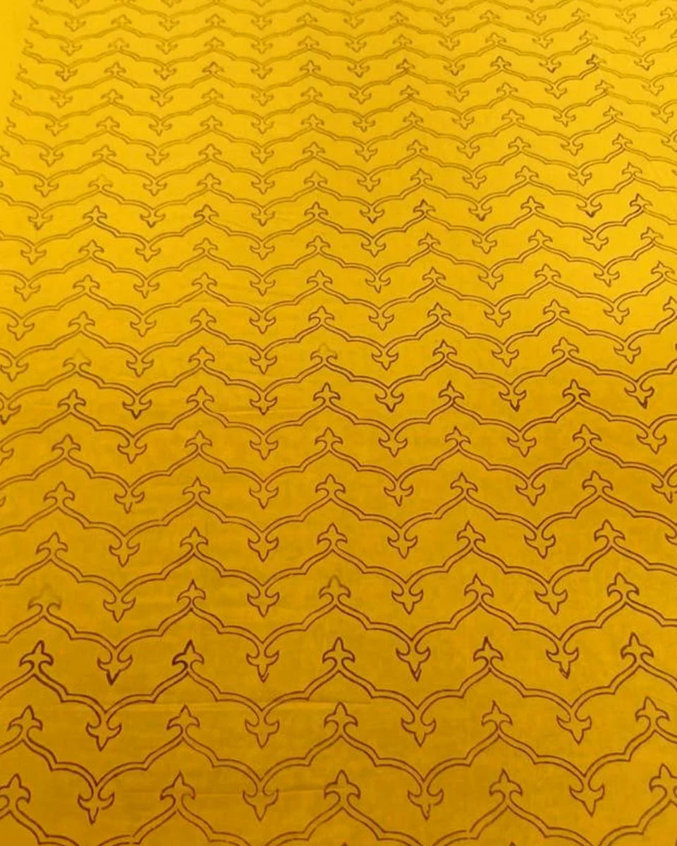 Rhea Yellow Hand Block Printed Cotton Bottom Pant-MYA - Image 3