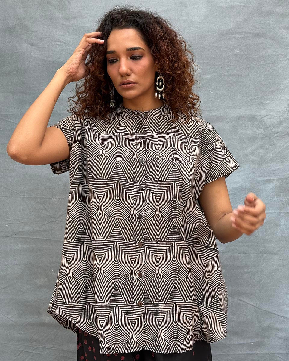 Amber Horizon Blockprinted Cotton Top - Image 8