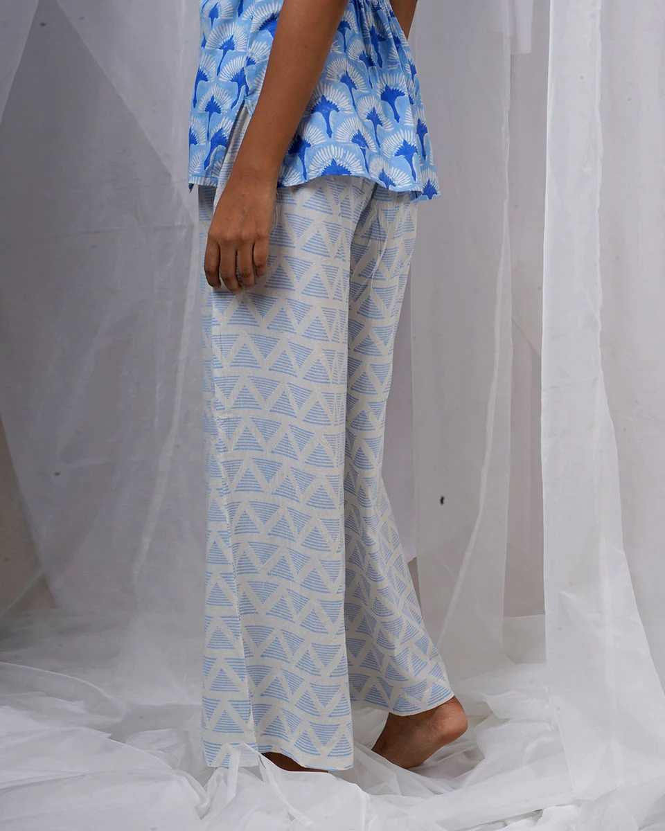 Anvi Blue Hand Block Printed Bottom Pant-BAD - Image 5