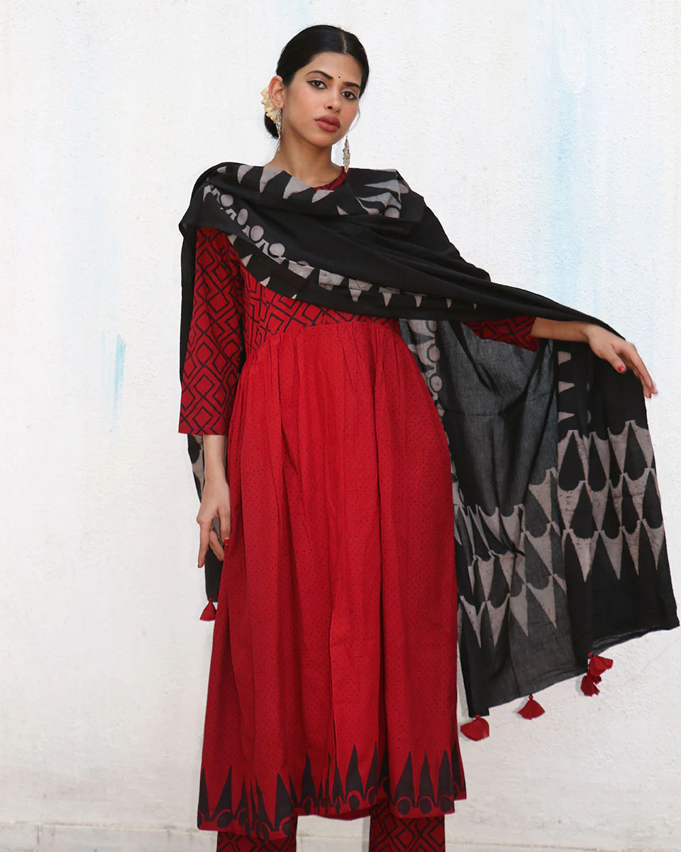Asra Blockprinted Cotton Dupatta - NOMAD - Image 4