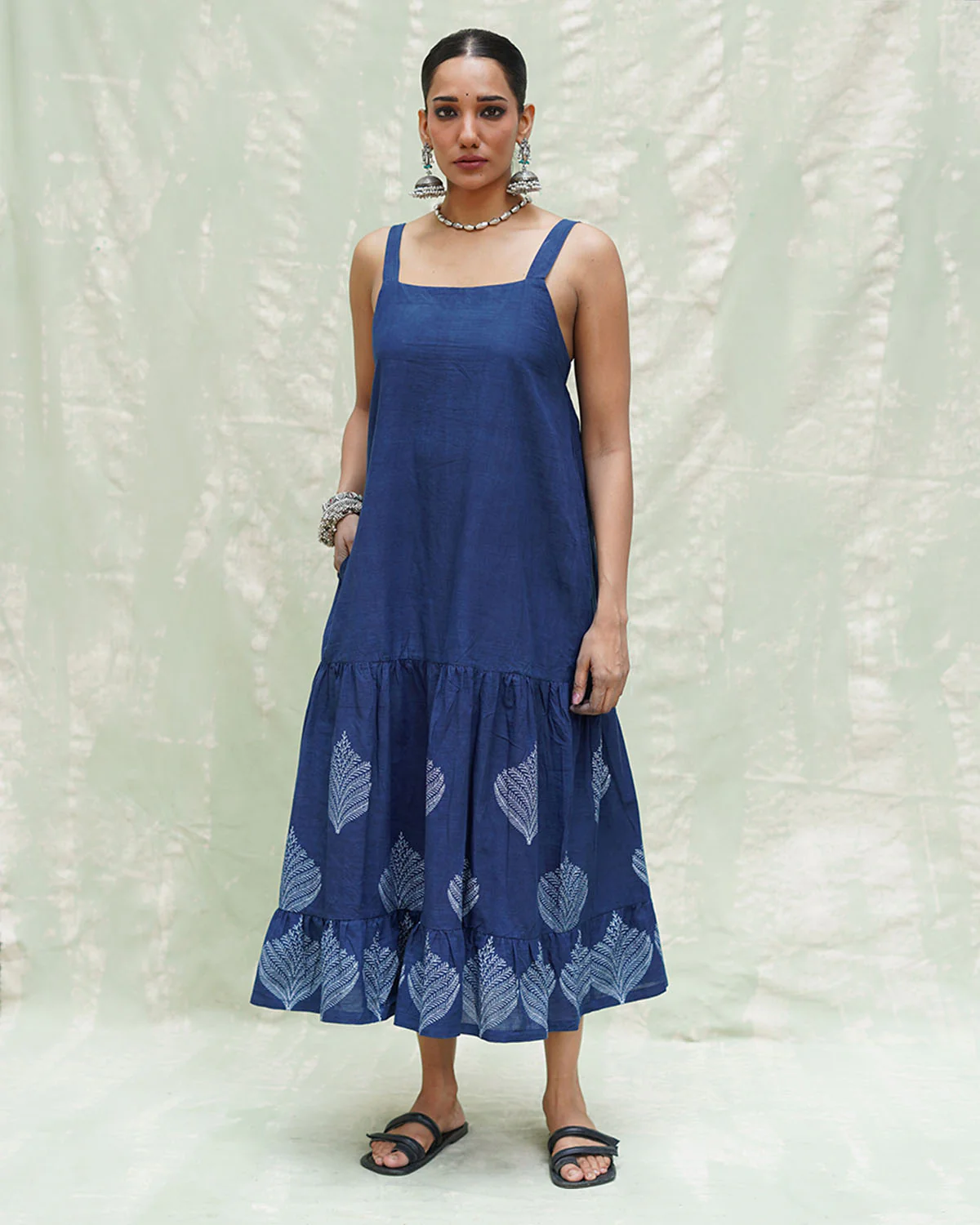 Bahar Blue Handblock Print Cotton Dress - INDI - Image 11