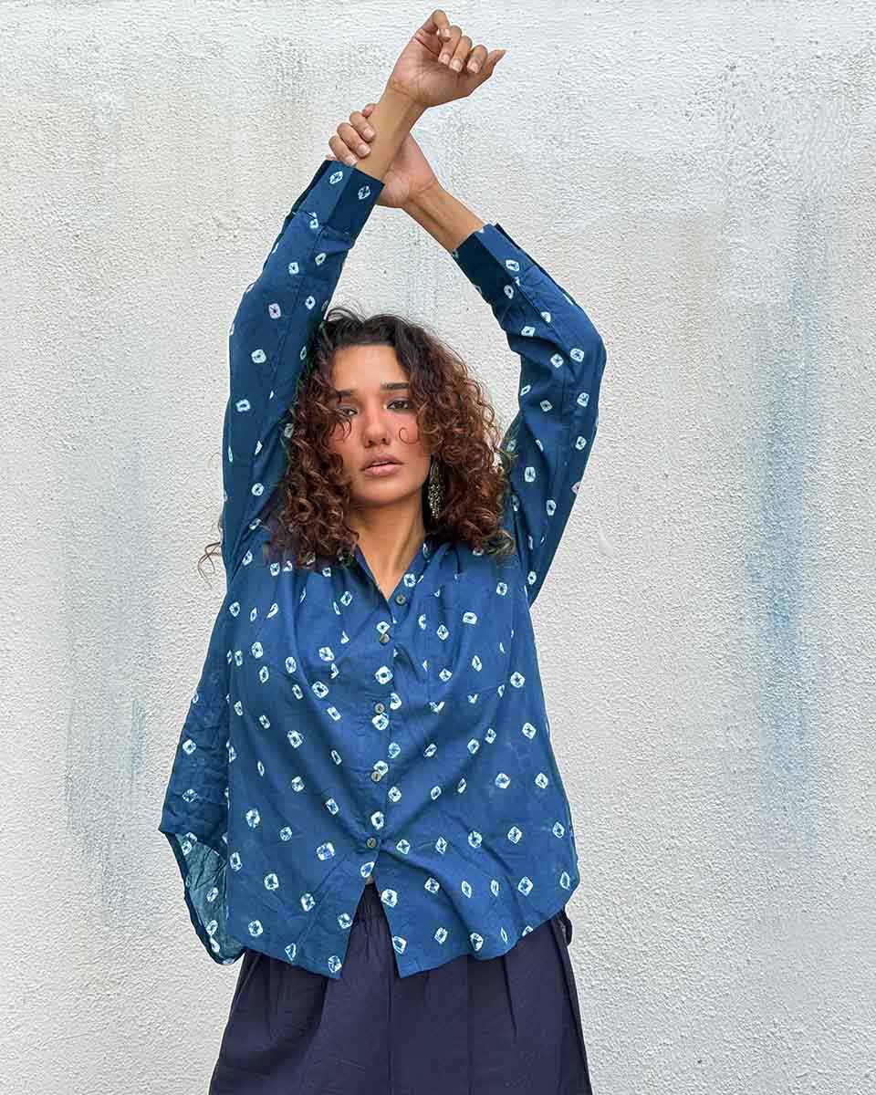 Bard of Blue Bandhej Cotton Shirt - Image 2
