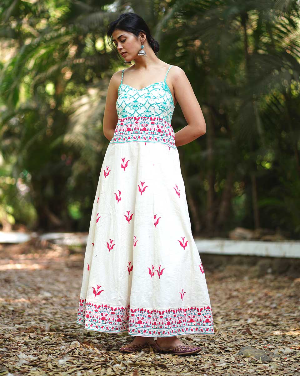 Begoniaas Blush Ivory Block Printed Dress - MMG - Image 4