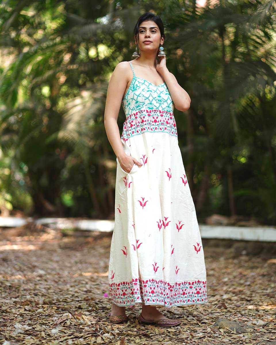 Begoniaas Blush Ivory Block Printed Dress - MMG - Image 5