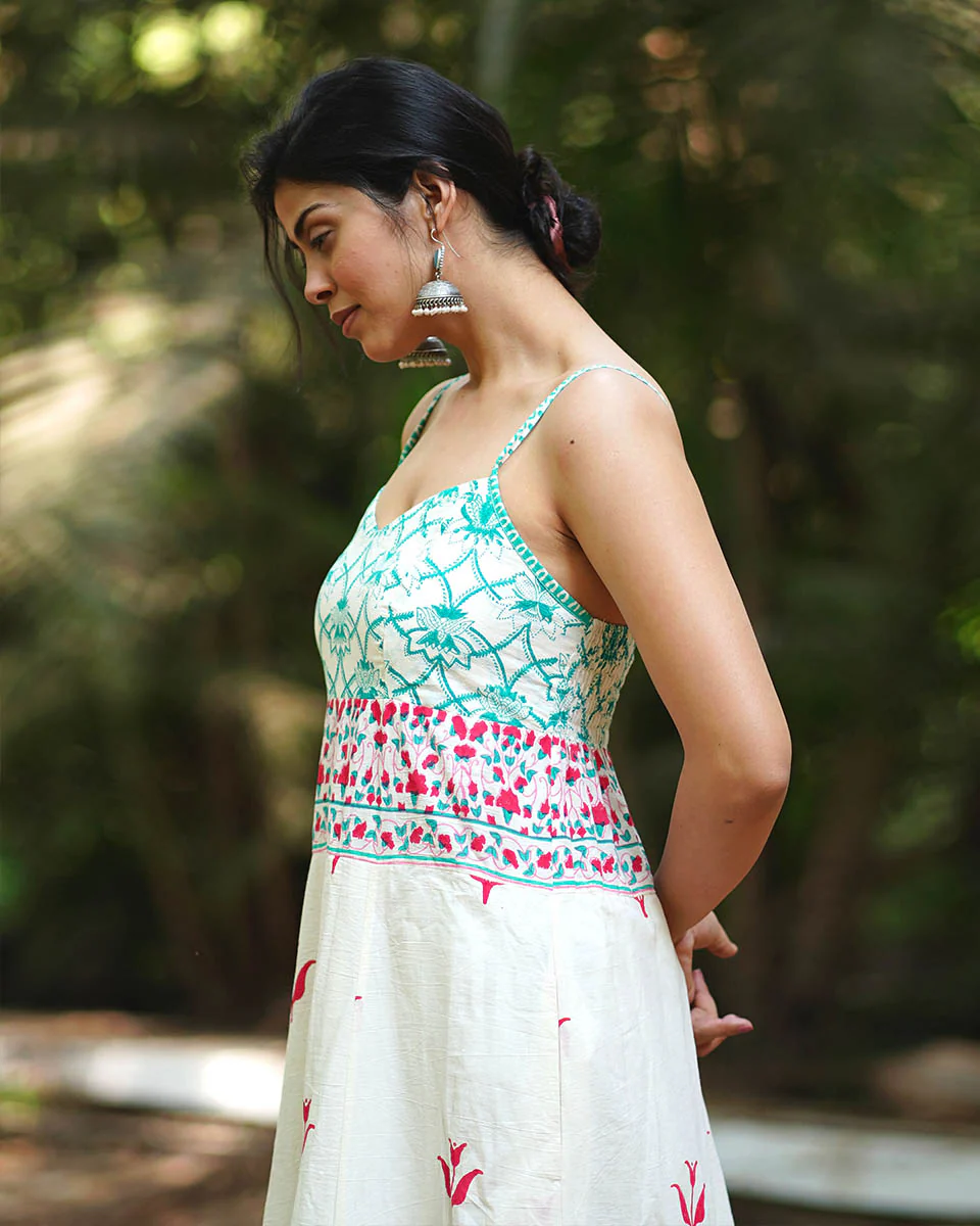 Begoniaas Blush Ivory Block Printed Dress - MMG - Image 7