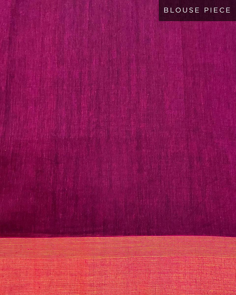 Belladonna Black Pink Handwoven Cotton Saree - LIDD - Image 4