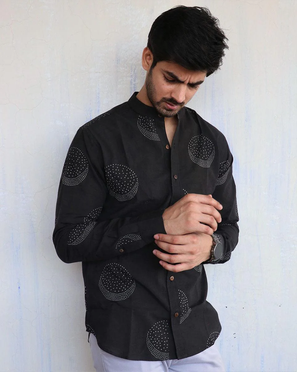 Black Moon Block-Printed Men'S Shirt - Image 5