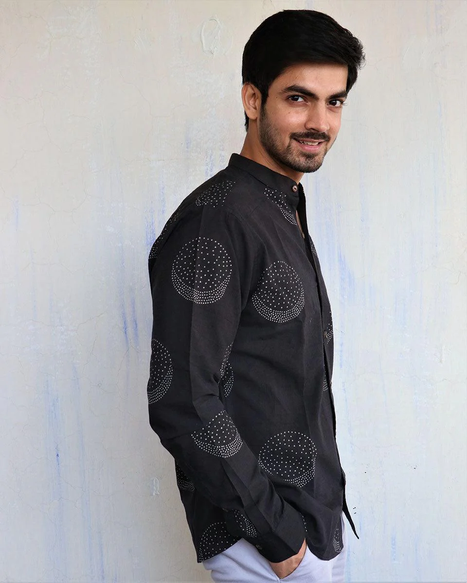 Black Moon Block-Printed Men'S Shirt - Image 6