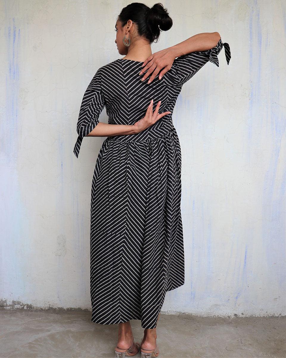Black Pure Cotton Block Printed Dress-Mono - Image 7
