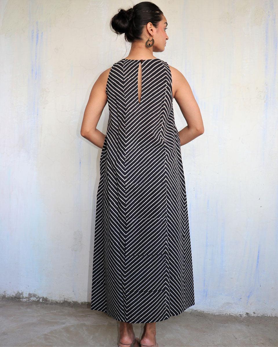 Black Pure Cotton Block Printed Dress-Mono - Image 5