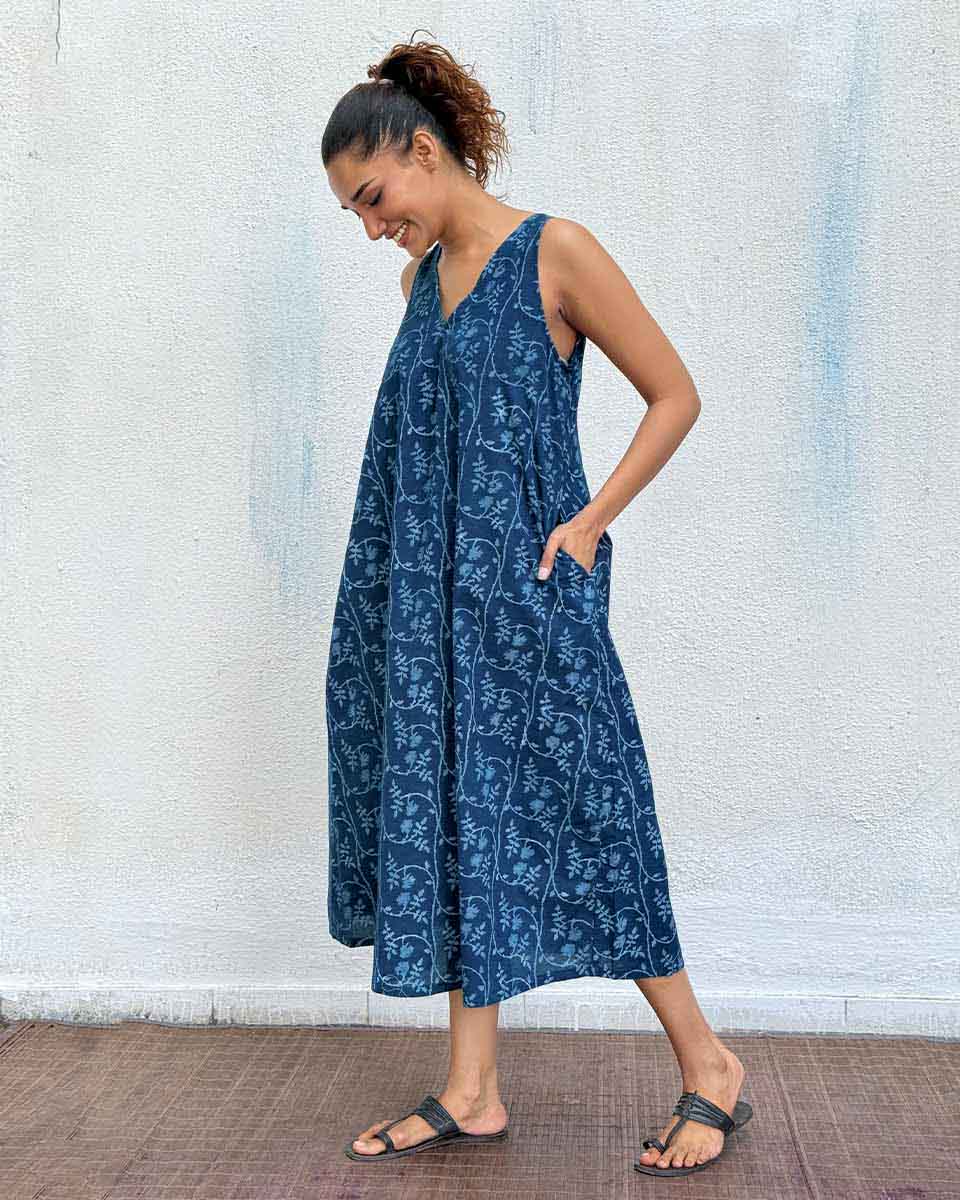 Bluets Blockprinted Cotton Dress - Image 5
