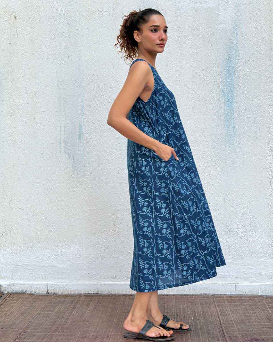 Bluets Blockprinted Cotton Dress - Image 7
