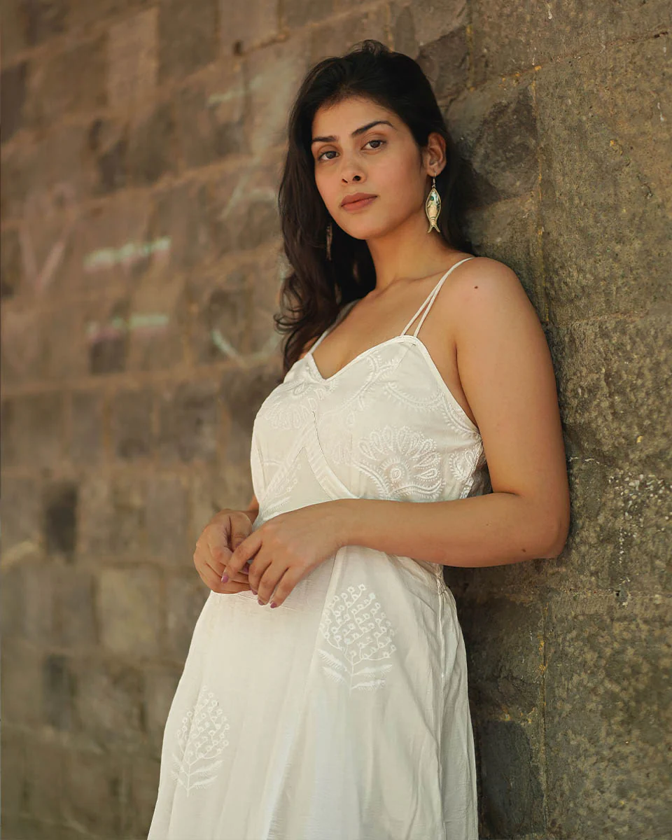 Buttercup Fade Ivory Block Printed Dress - SFD - Image 6