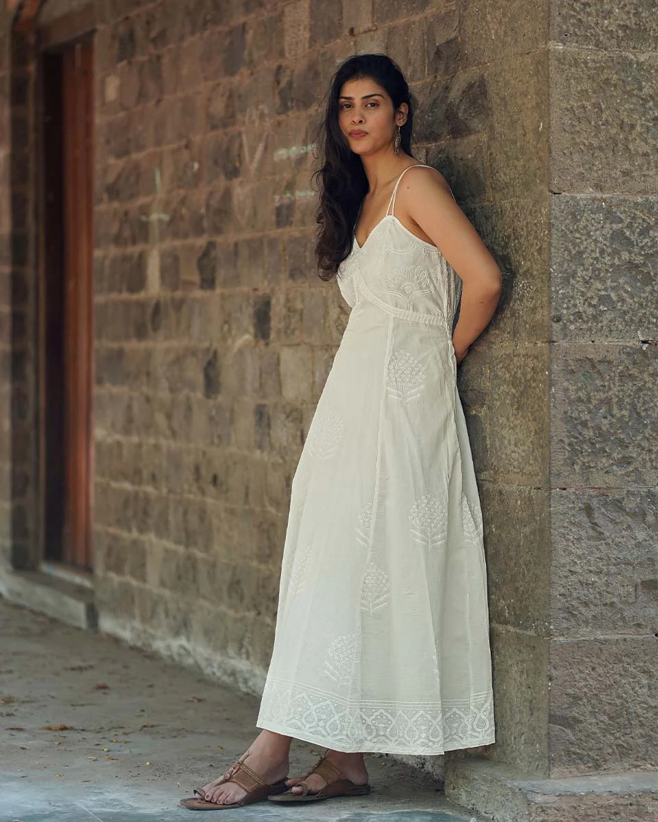 Buttercup Fade Ivory Block Printed Dress - SFD - Image 8