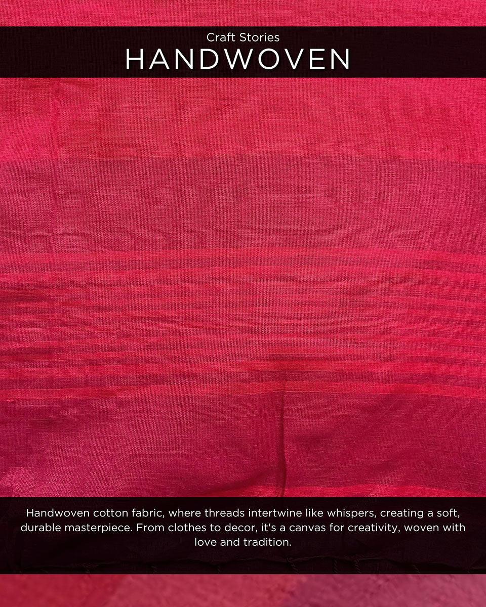 Carnation Handwoven Cotton Saree-Leela - Image 3