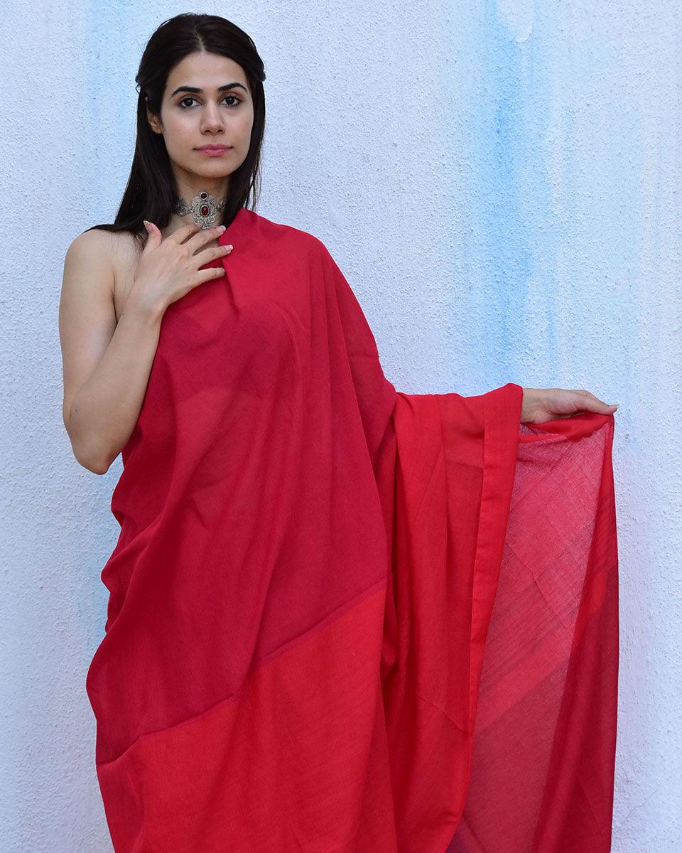 Carnation Handwoven Cotton Saree-Leela - Image 7