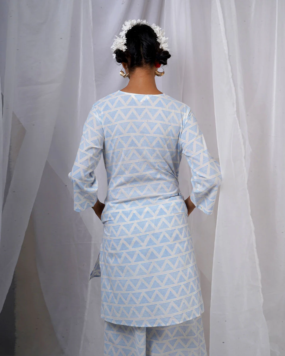 Chaaya Light Blue Hand Block Printed Kurti-BAD - Image 9