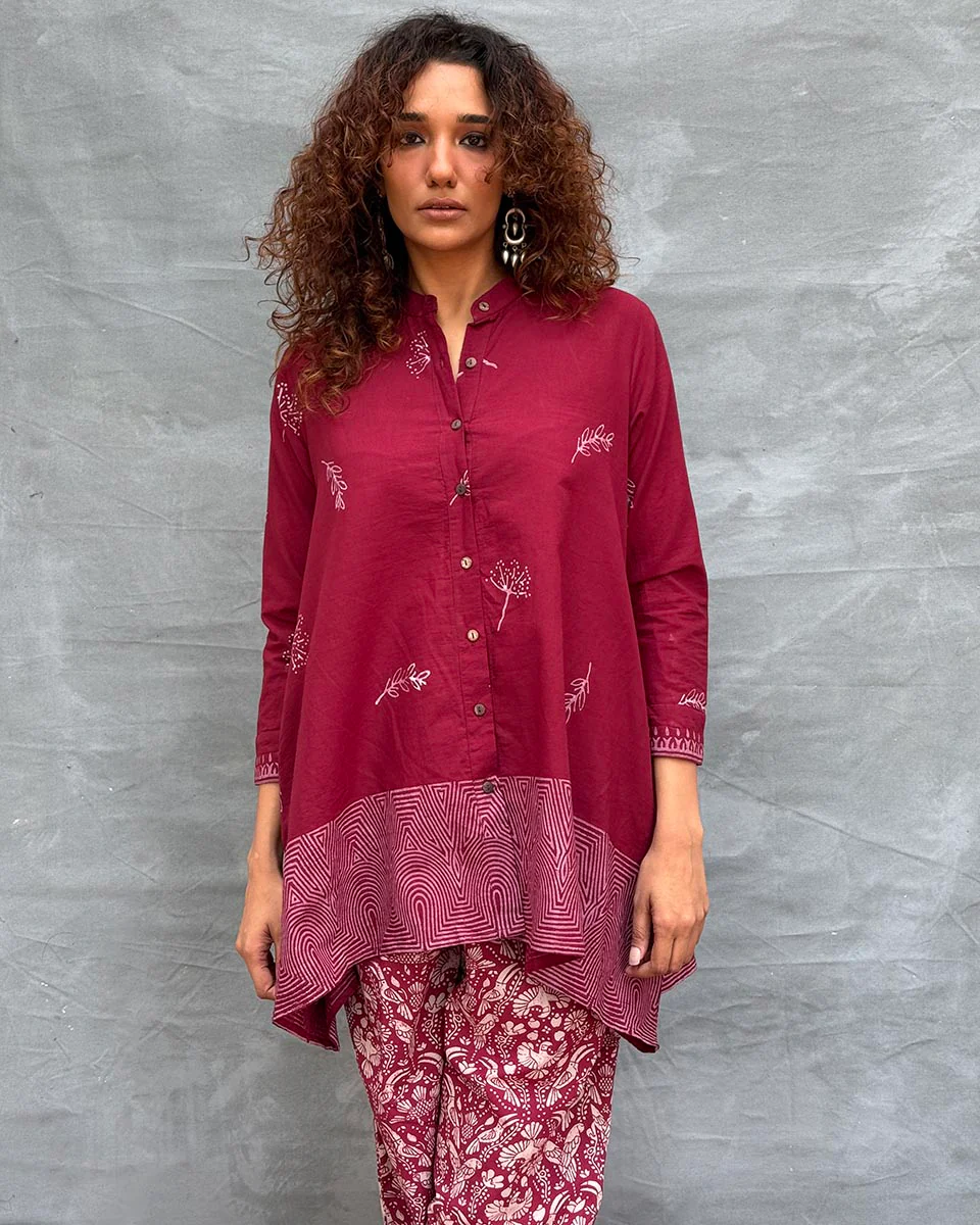 Chirp of Dawn Blockprinted Cotton Top