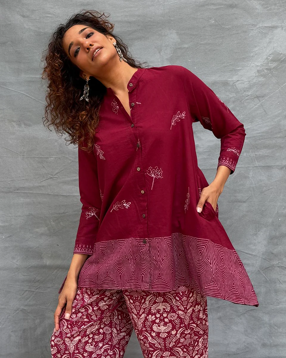 Chirp of Dawn Blockprinted Cotton Top - Image 6