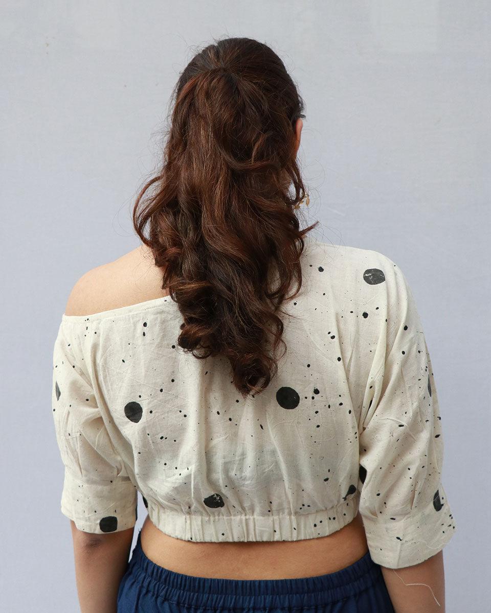 Grace Hand Block-Printed Cotton Blouse - Polka - Image 6