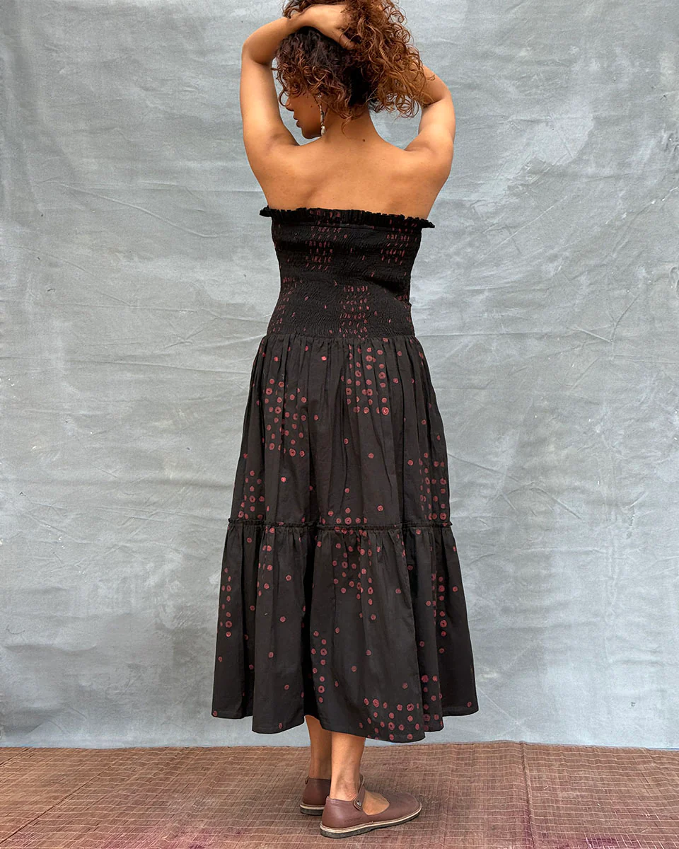 Crimson Earthrise Blockprinted Cotton Dress - Image 10