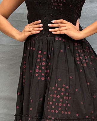 Crimson Earthrise Blockprinted Cotton Dress - Image 5