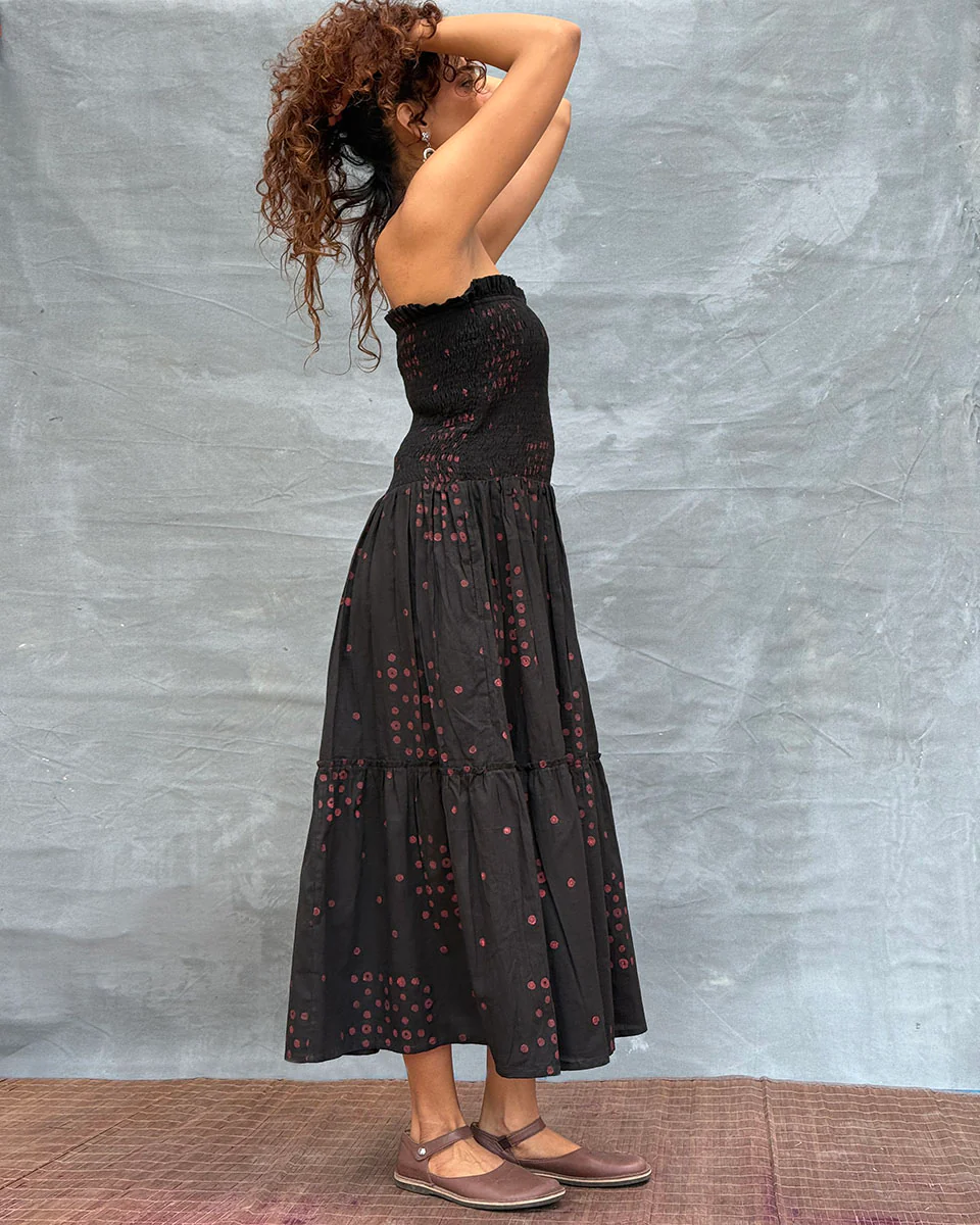 Crimson Earthrise Blockprinted Cotton Dress - Image 7
