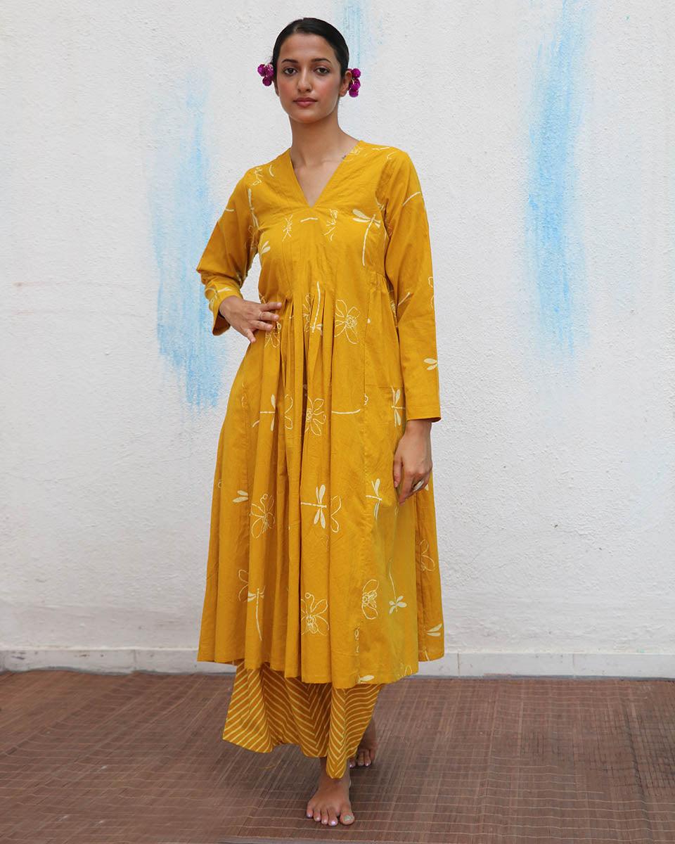 Dahliya Block printed Cotton Kurta Set - Flower Girl - Image 2