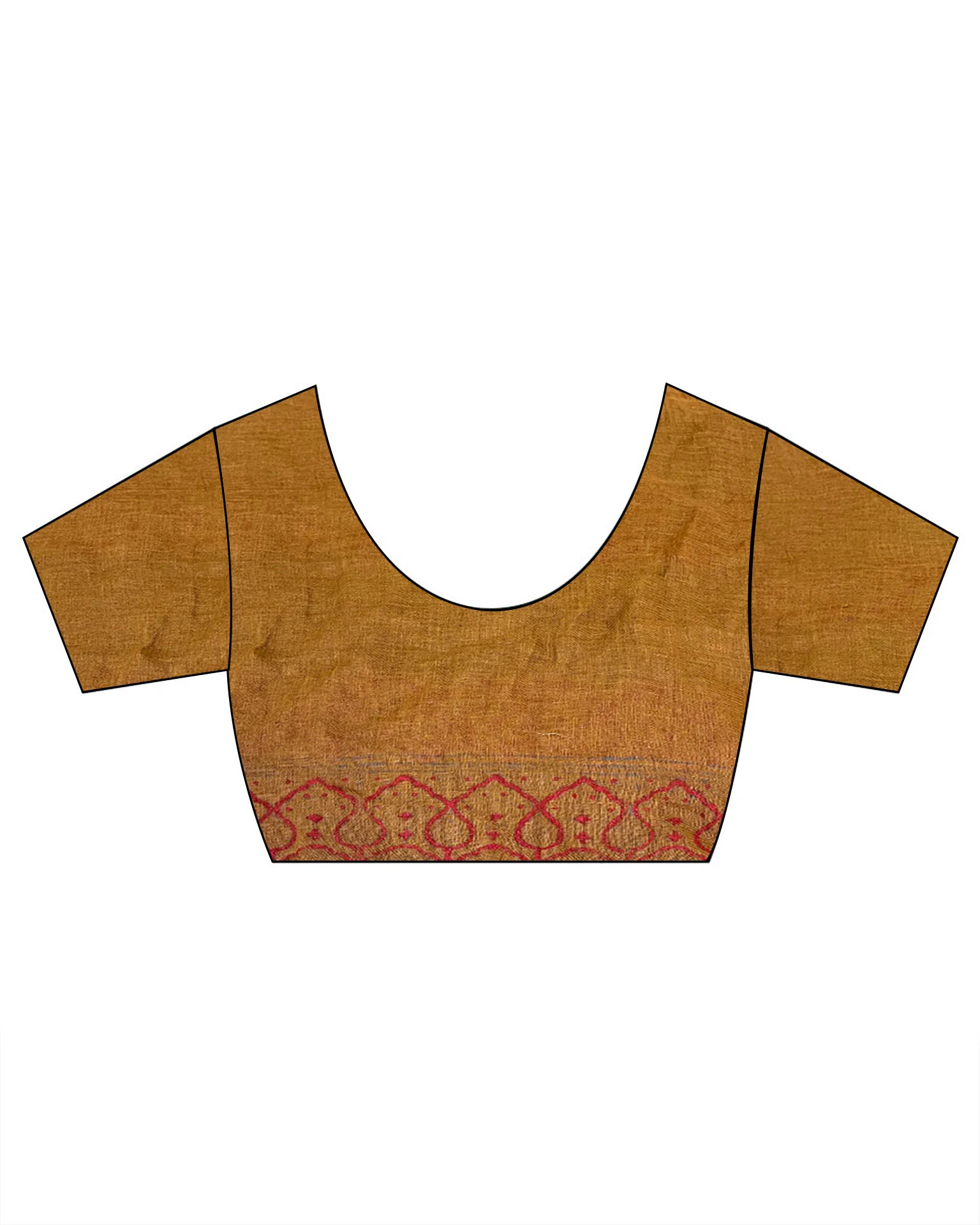 Deepika Mustard Handblock Linen Saree - TARA - Image 10