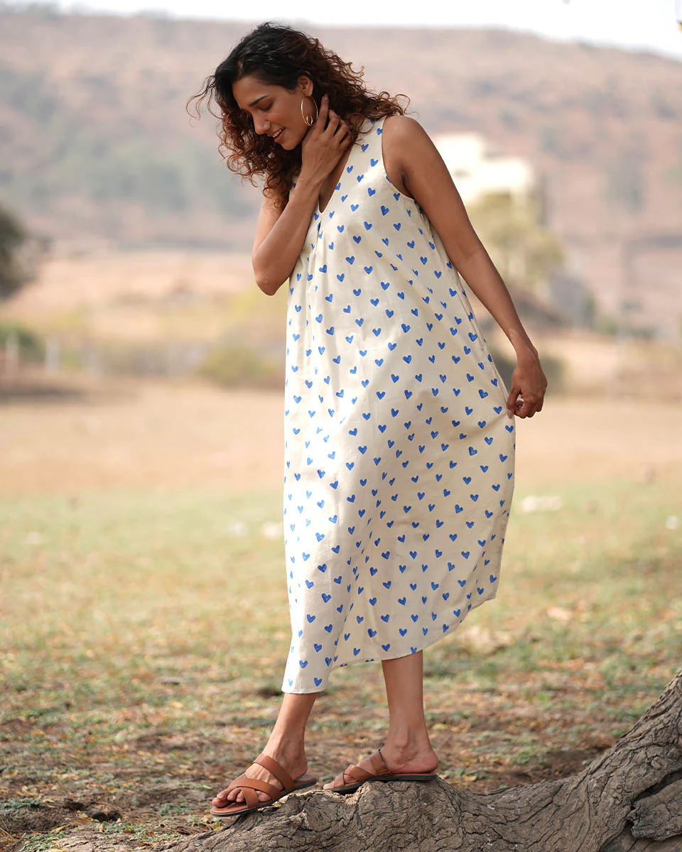 Dil Chahta Hai Handblock Printed Cotton Dress - Image 6