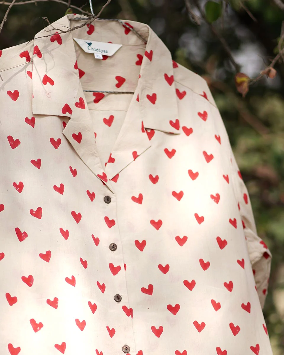 Dil De Ke Dekho Handblock Printed Cotton Men's Shirt - Image 5
