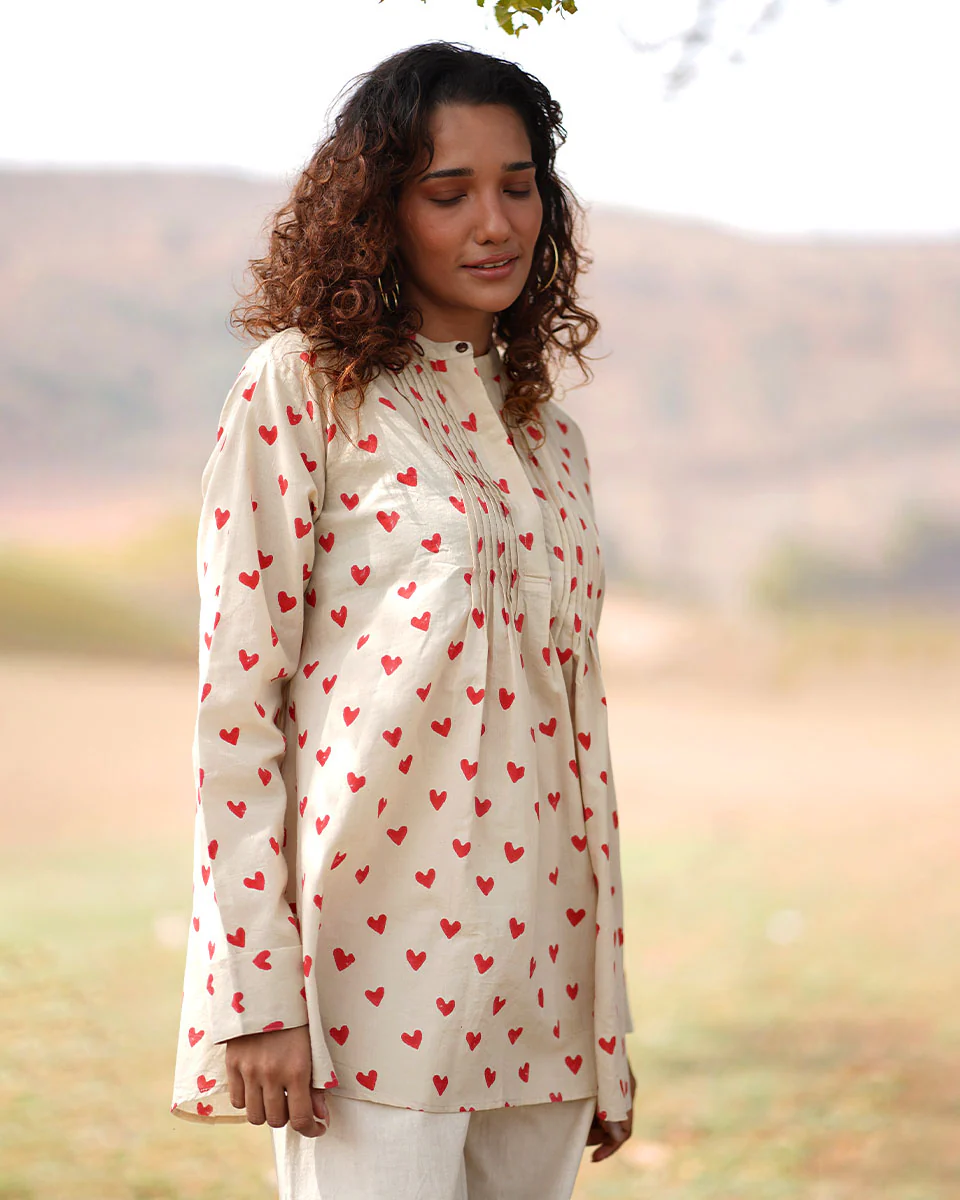 Dil Ibadat Handblock Printed Cotton Top - Image 2