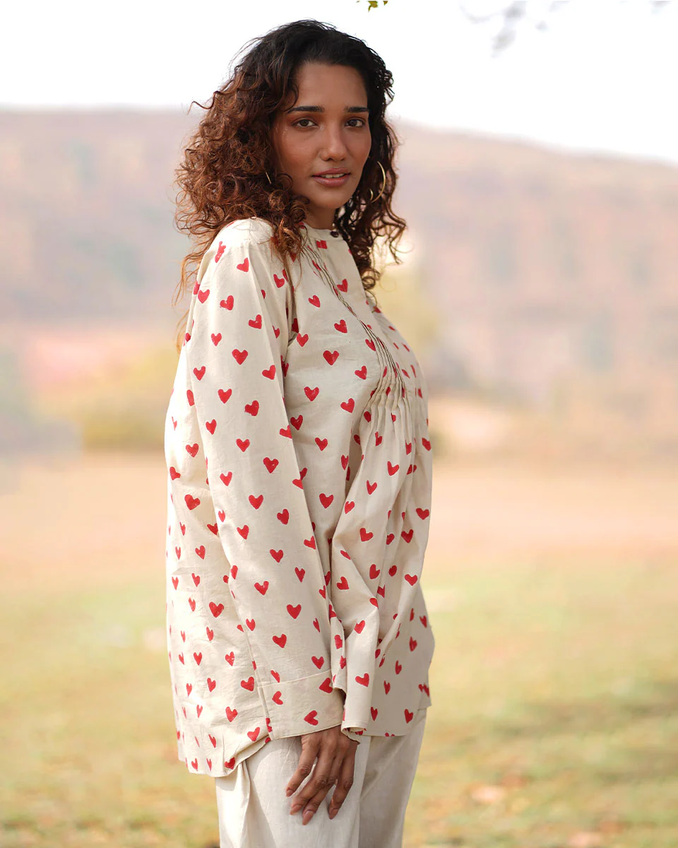 Dil Ibadat Handblock Printed Cotton Top - Image 7