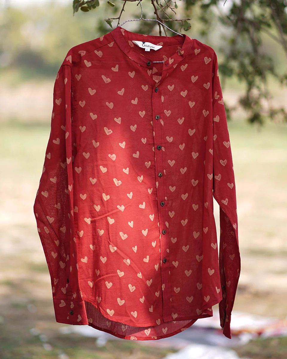 Dil Jhoom Handblock Printed Cotton Men's Shirt - Image 2