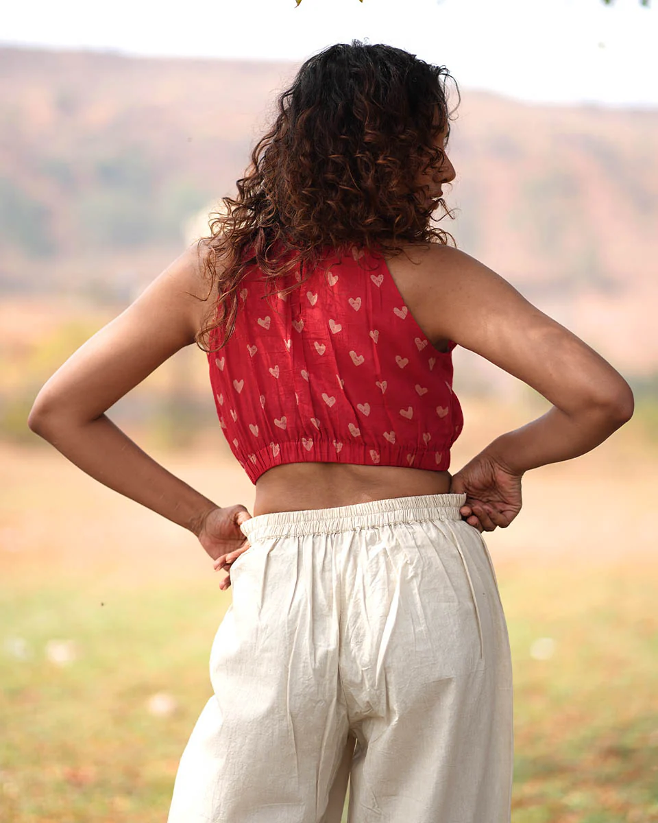 Dil Toh Baccha Handblock Printed Cotton Blouse - Image 5