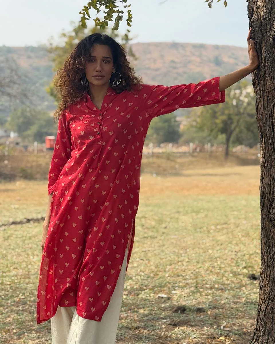 Dil Yeh Ziddi Hai Handblock Printed Cotton Kurti - Image 8