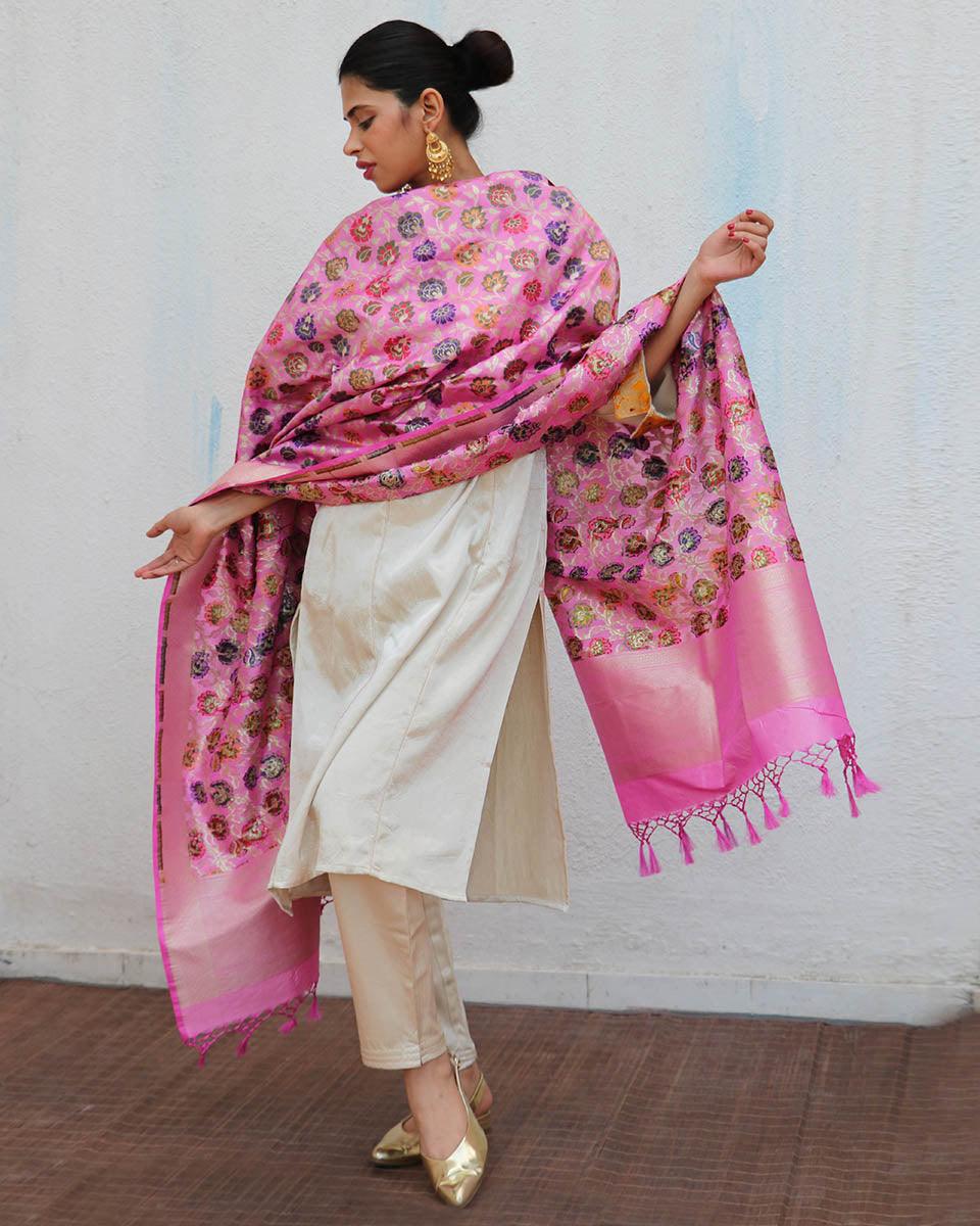 Dilkashi Handwoven Banarasi Kimkhab Brocade Dupatta - Image 4