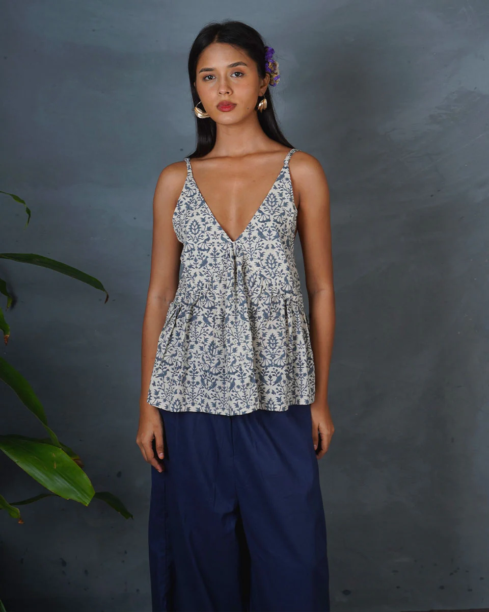 Dove's Wing Grey Block Printed Top - BMS - Image 7