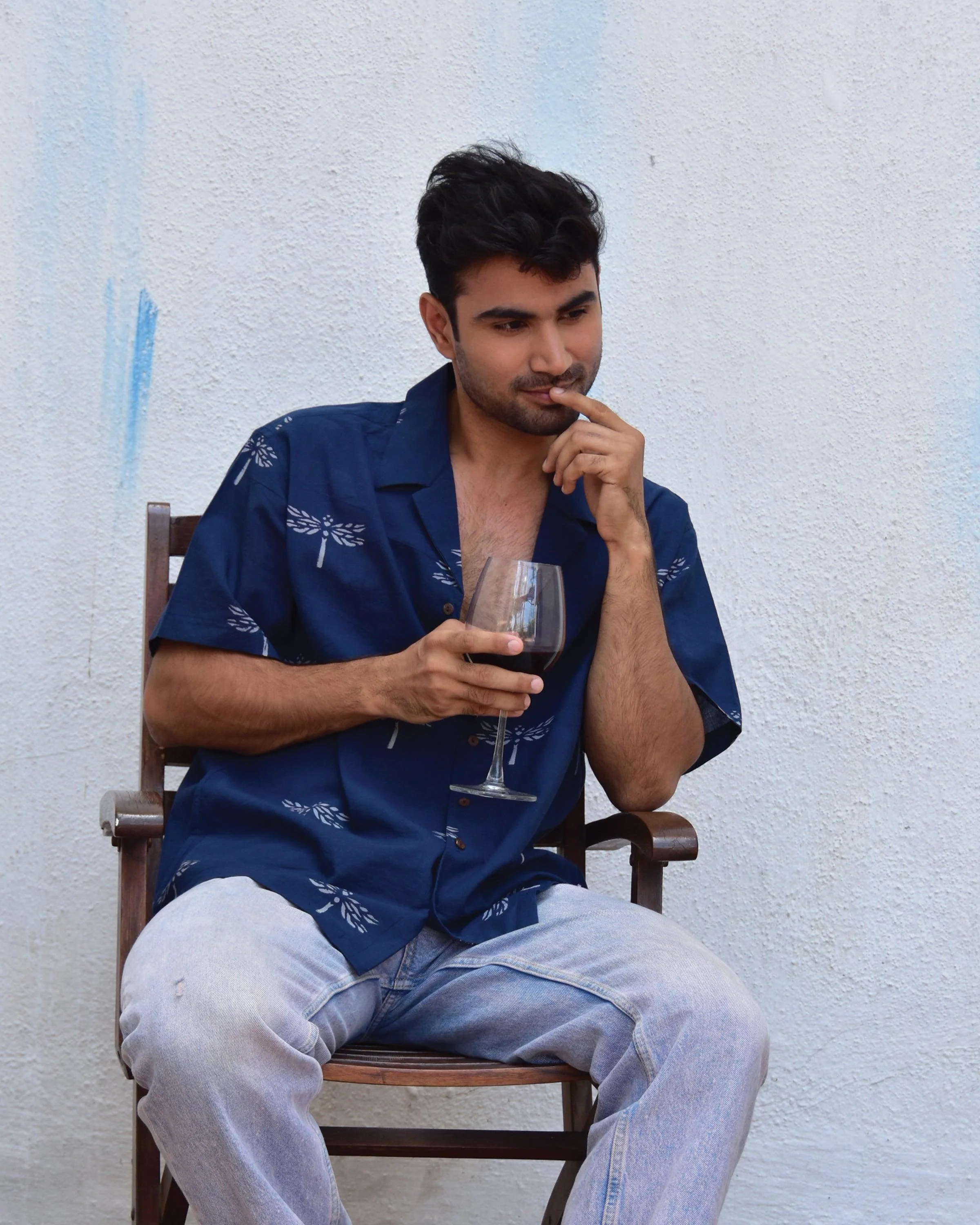 Dragonfly In Blue Handblockprinted Pure Cotton Shirt - Image 4