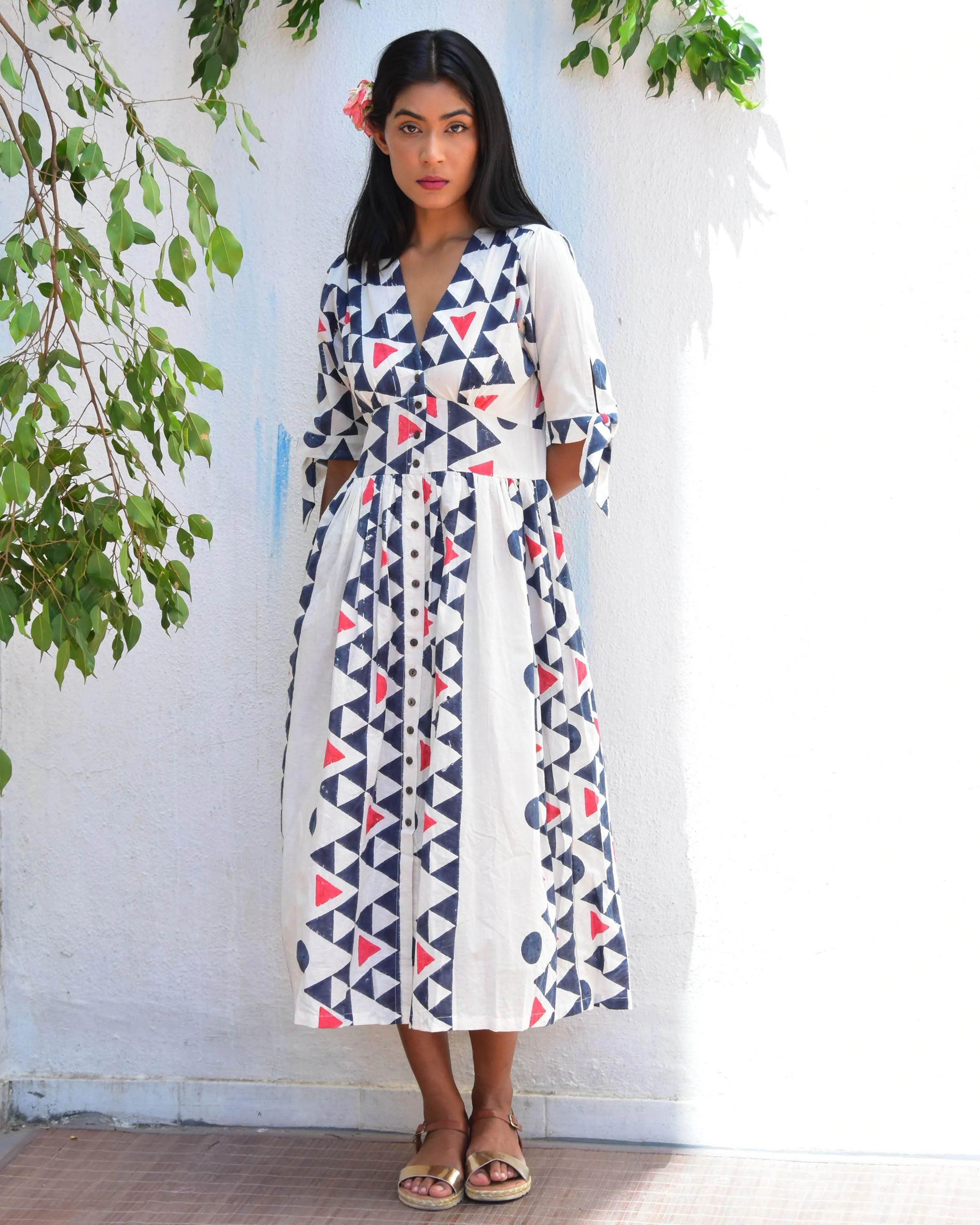 Dreamcatcher Handblockprinted Cotton Dress - Vnmn