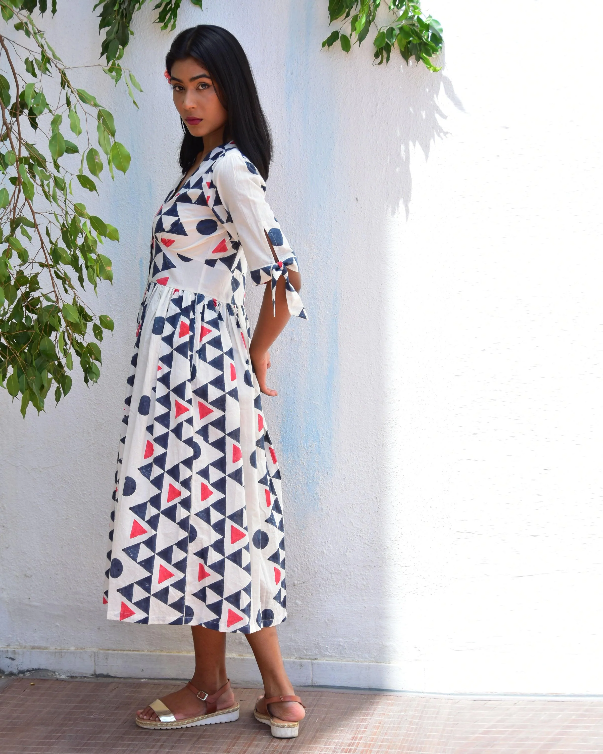 Dreamcatcher Handblockprinted Cotton Dress - Vnmn - Image 4
