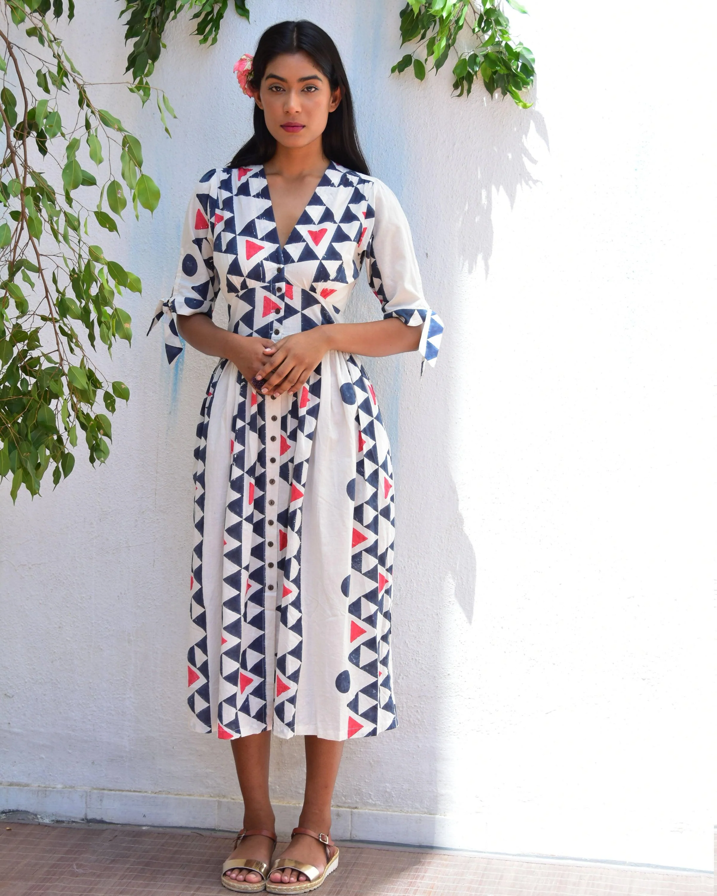 Dreamcatcher Handblockprinted Cotton Dress - Vnmn - Image 5