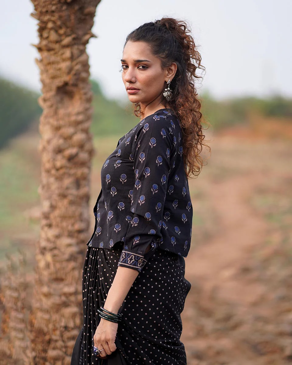 Dreamweaver Blockprinted Cotton Blouse-WWB - Image 5