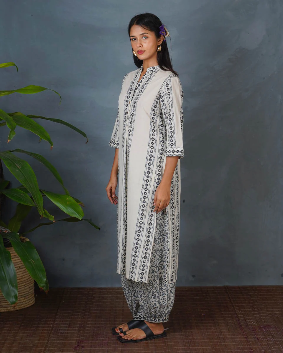Echo Dusk Ivory Block Printed Kurti - BMS - Image 4