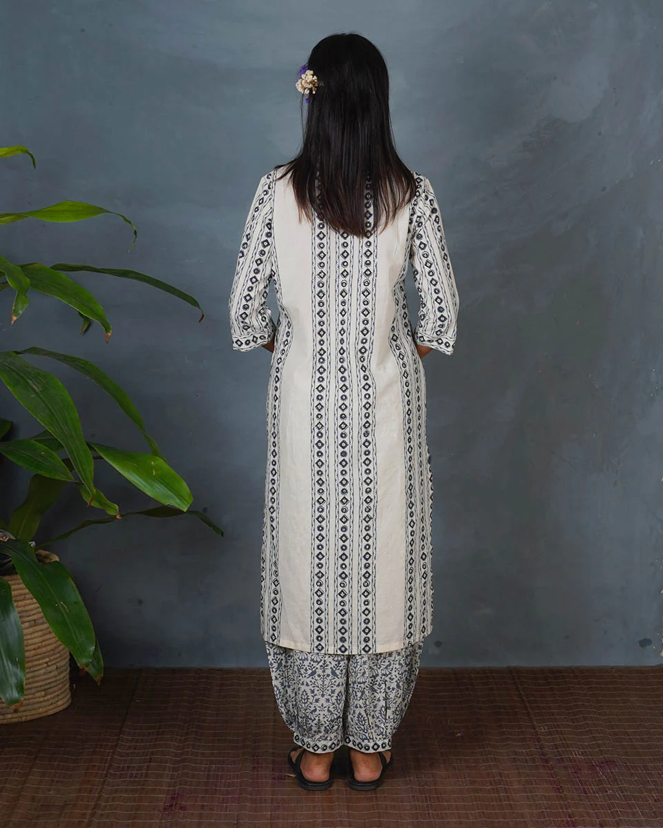 Echo Dusk Ivory Block Printed Kurti - BMS - Image 7